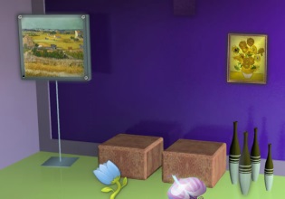 Strange paintings are seen in Platinum Room Escape game.