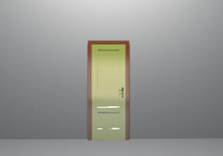 What surprises could be behind this yellow door in Escape Fan Room 2 game?
