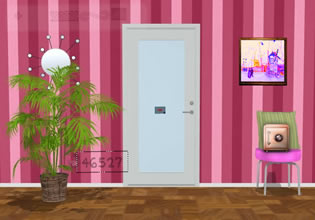 Pink wallpaper decorates the halls of the Red Box Room Escape game.