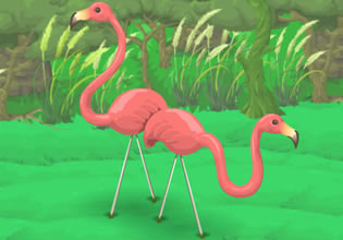 Only these pink flamingos are the witnesses to the accident in The Forest Mystery game.