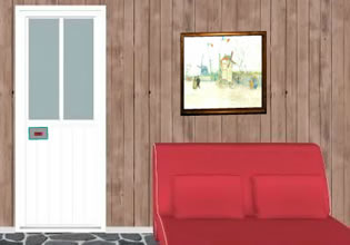 A red day bed can be found in White Painting Room Escape game.