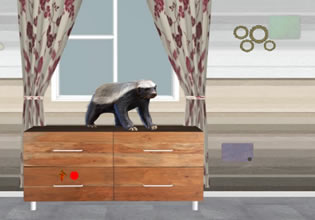 A badger snuck inside someone's bedroom in Little Badger Room Escape game.