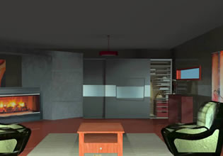 The living room in Minimalistic House Escape game is tastefully decorated.