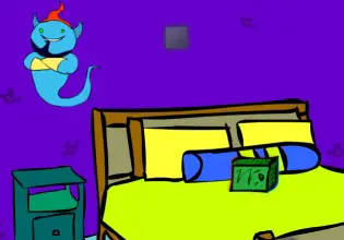 Leonard has a pet genie in his room in Cartoon Numbscape.