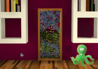 The green octupus is inching towards the door in Green Octopus Escape.
