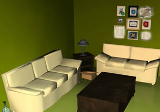 A simple living room is shown in Escape Fan Room Escape.