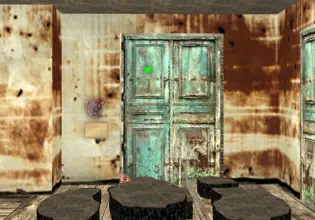The filthy double doors in Rusty Hotel Escape leads to the ballroom.