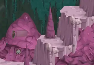 Strange solidified pink lava is all over the place in Lava Cave Escape game.